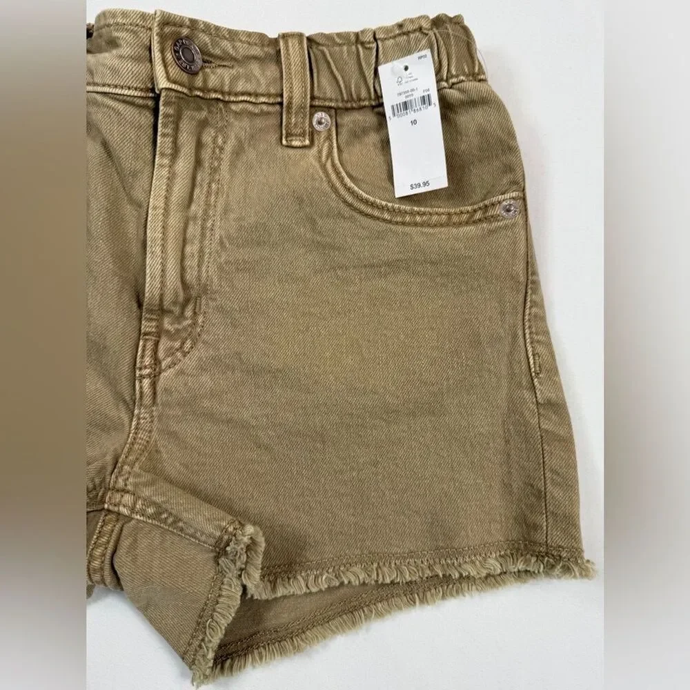 NWT GAP Kids Girlfriend Denim Short High Rise 10 Classic Frayed Khaki NEW